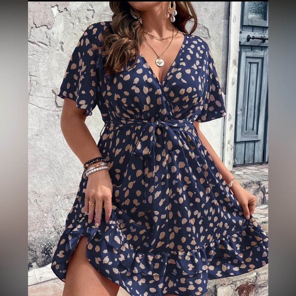Shein Navy poke a dot dress